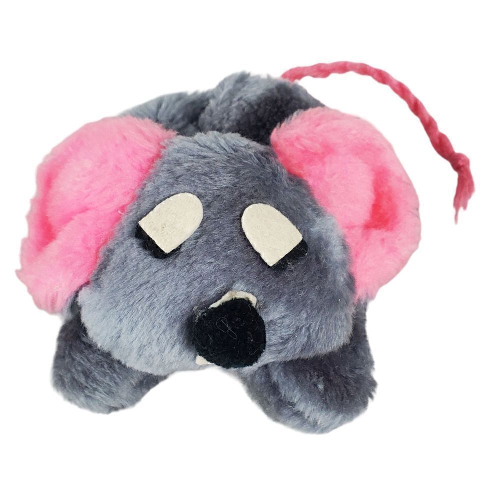 Wallace Berrie & Co. "Nibbles" Plush Mouse Rat Bean Bag Grey Pink Korea Vintage